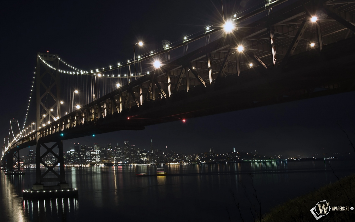 Мост зимней ночью 1440x900
