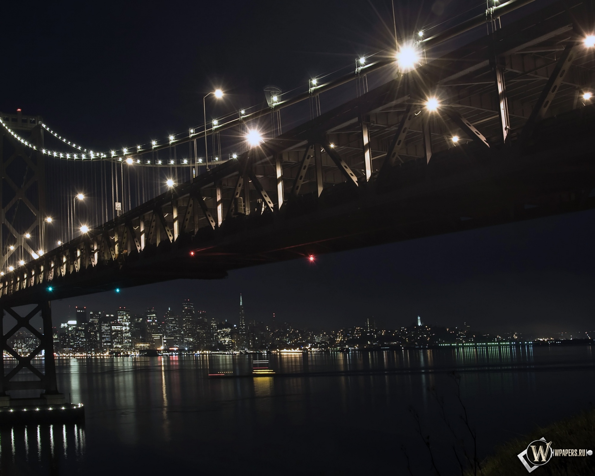 Мост зимней ночью 1920x1536