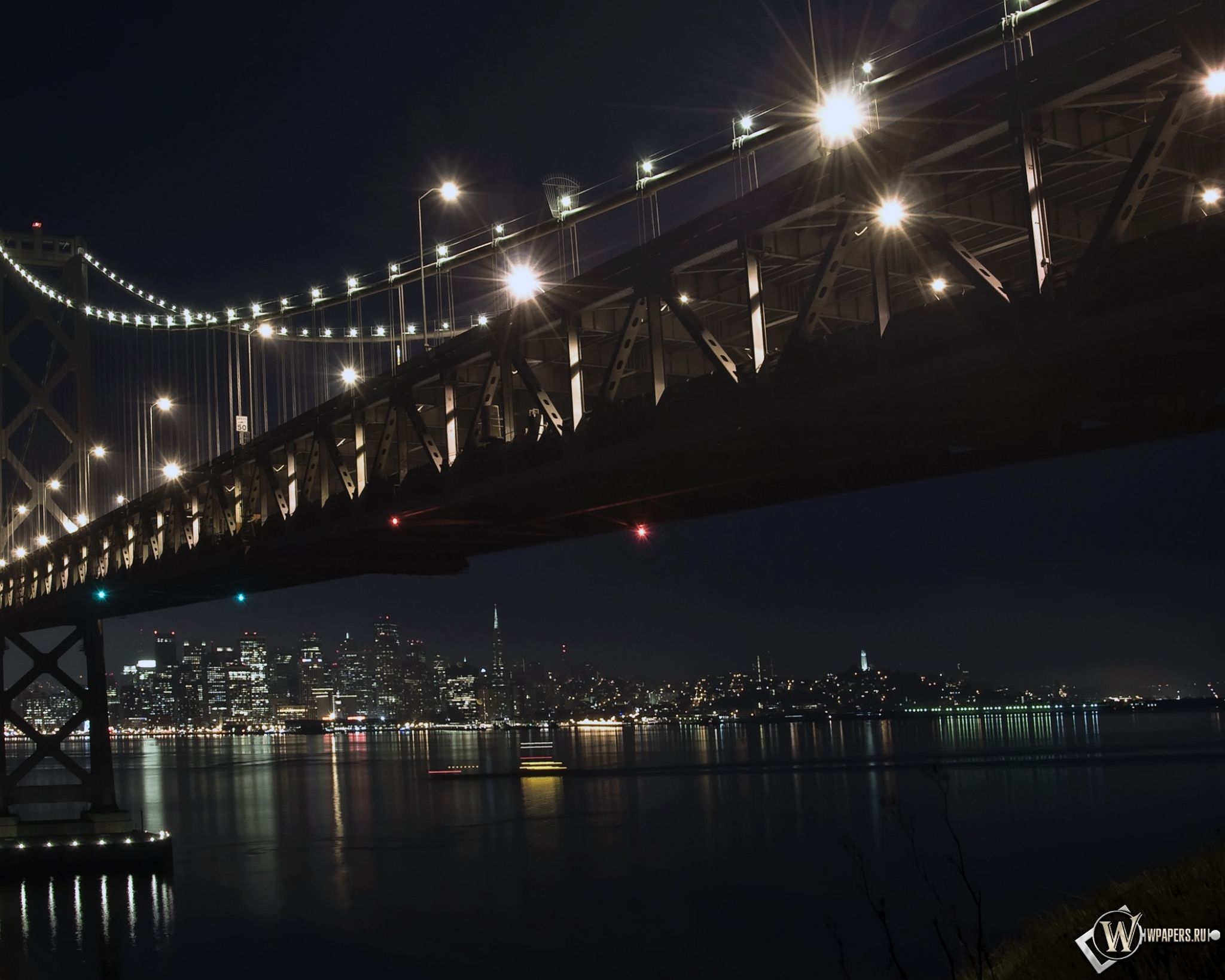 Мост зимней ночью 2048x1638