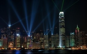 Обои Небоскрёбы Гонконга: Огни, Ночь, Гонконг, Города