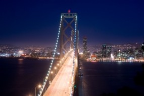 Обои Ночной мост: Огни, Река, Мост, Ночь, Города