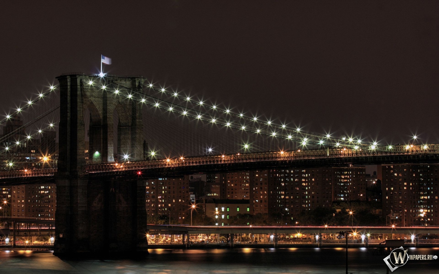 Бруклинский мост ночью 1440x900