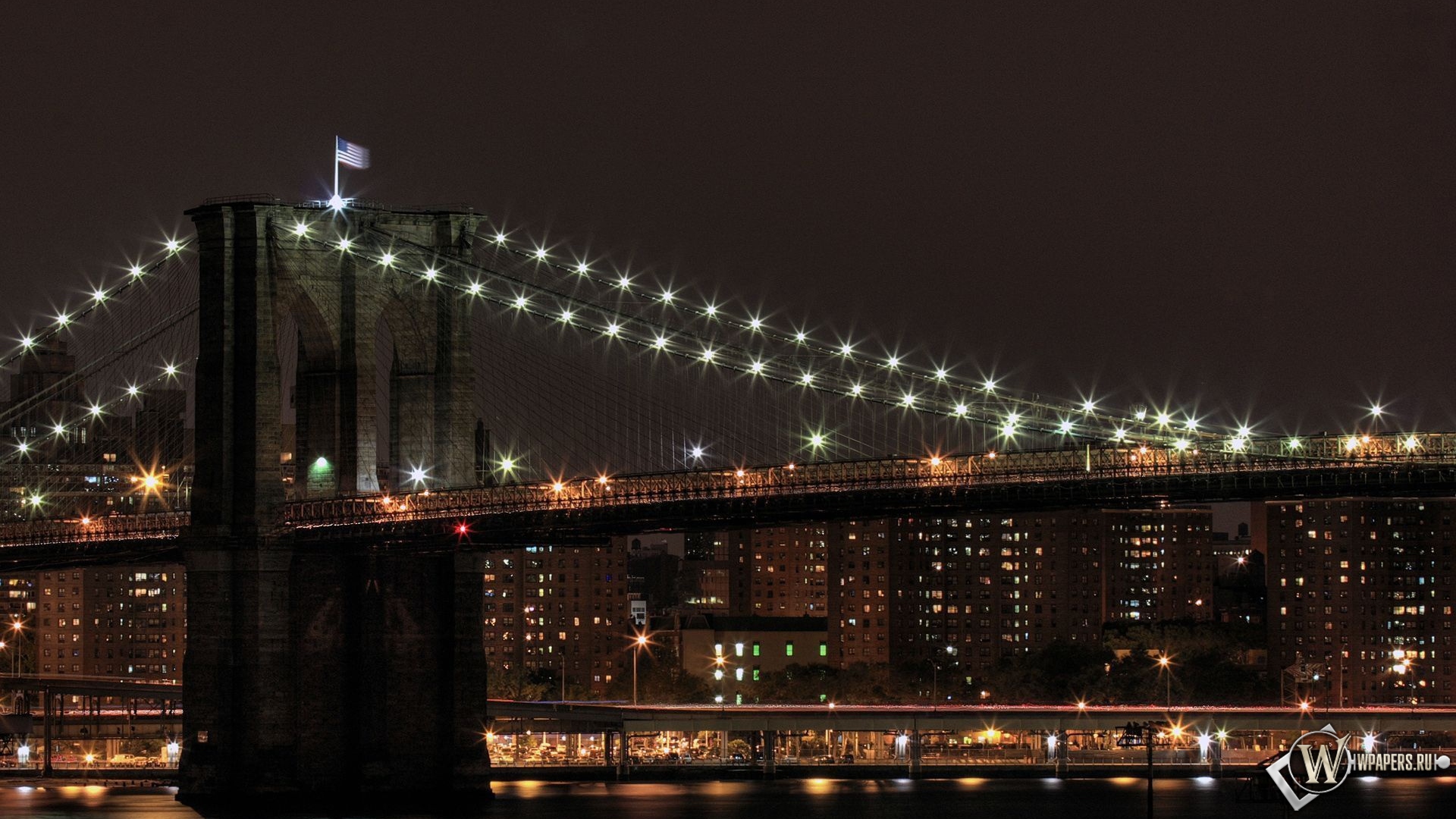 Бруклинский мост ночью 1920x1080
