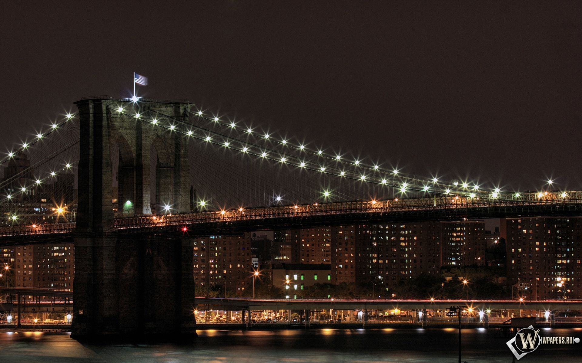 Бруклинский мост ночью 1920x1200