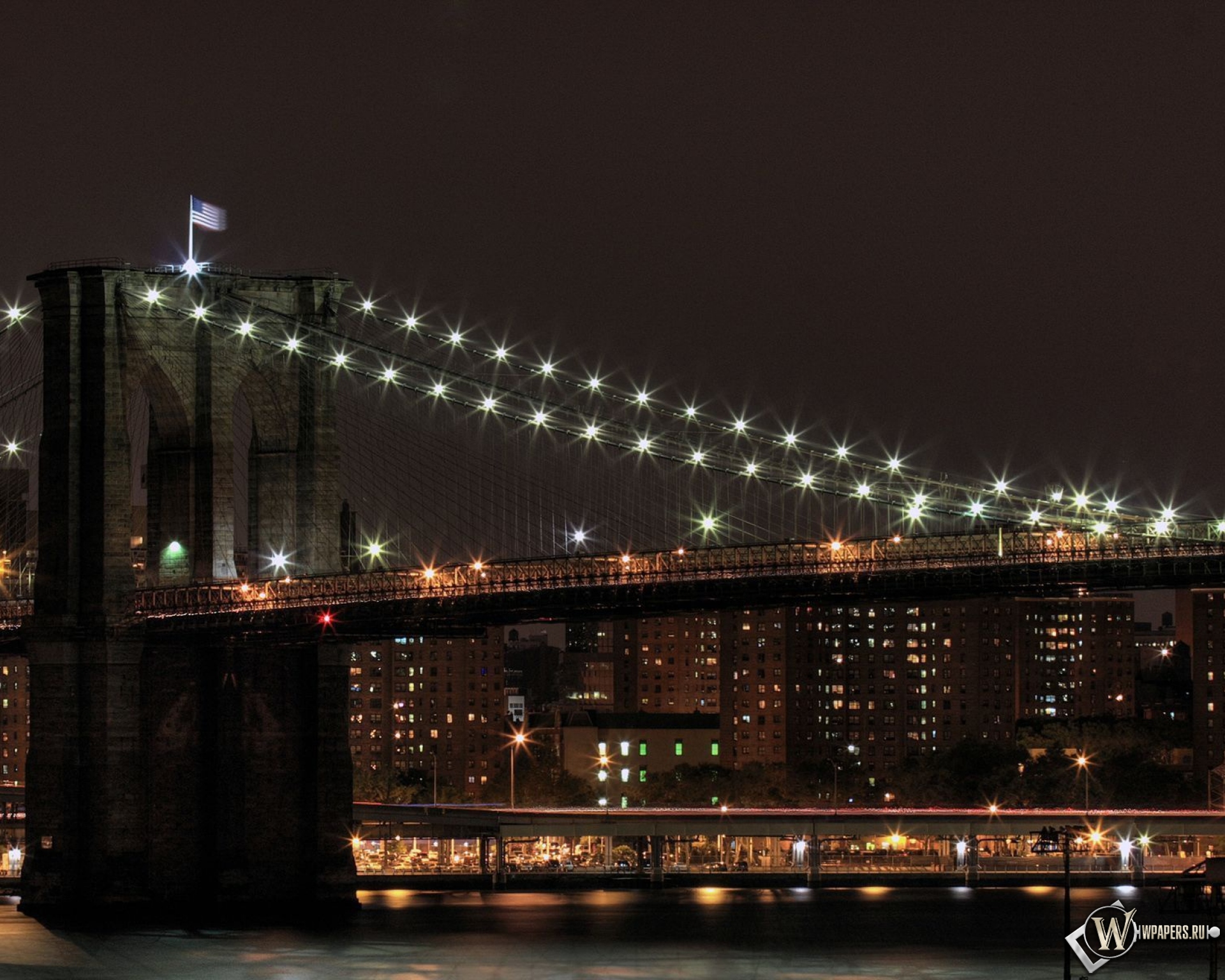 Бруклинский мост ночью 1920x1536