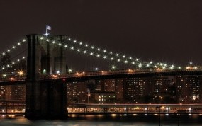 Обои Бруклинский мост ночью: Город, Мост, Вечер, Обои, Города