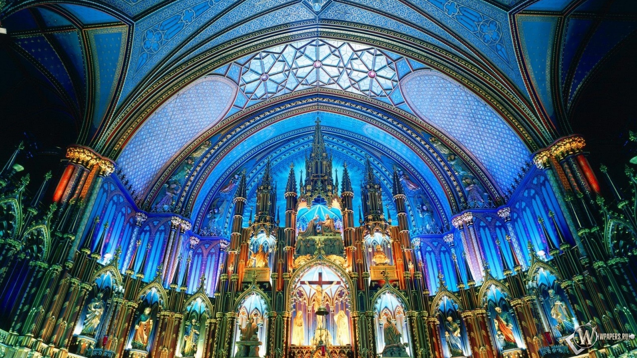 Базилика Нотр-Дам Монреаль Канада 1280x720