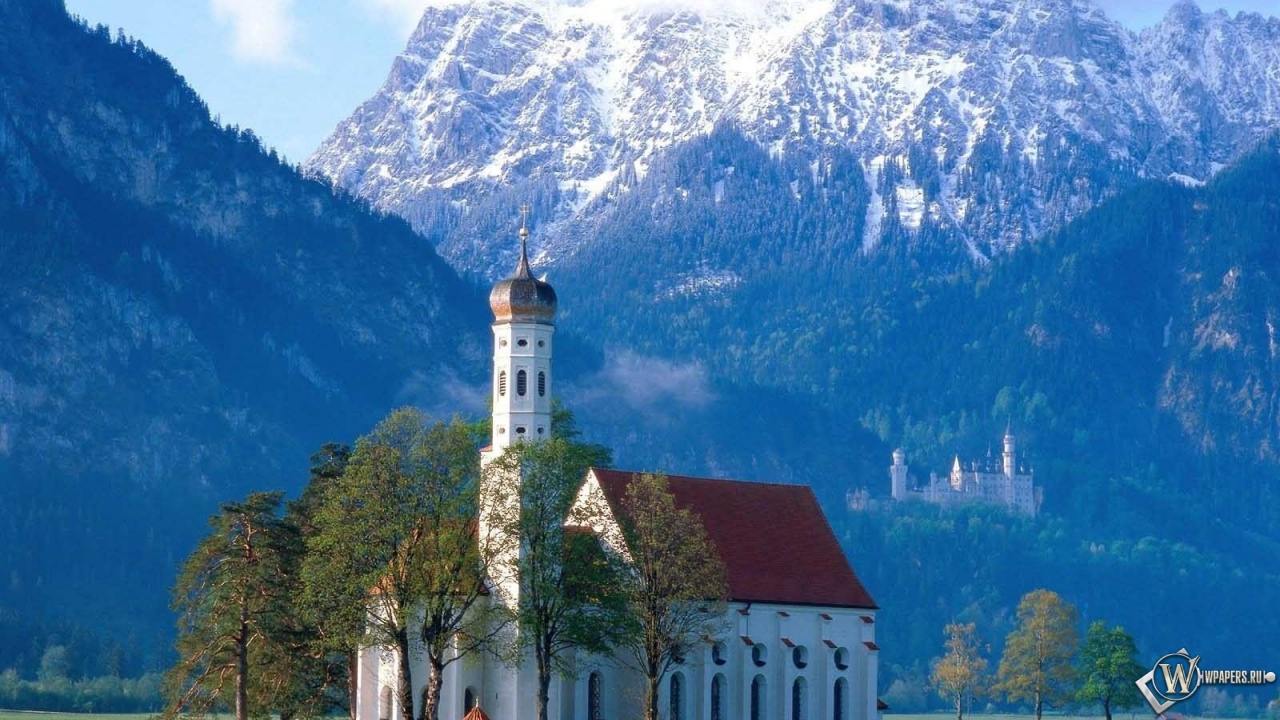 Церковь в Баварии Германия 1280x720