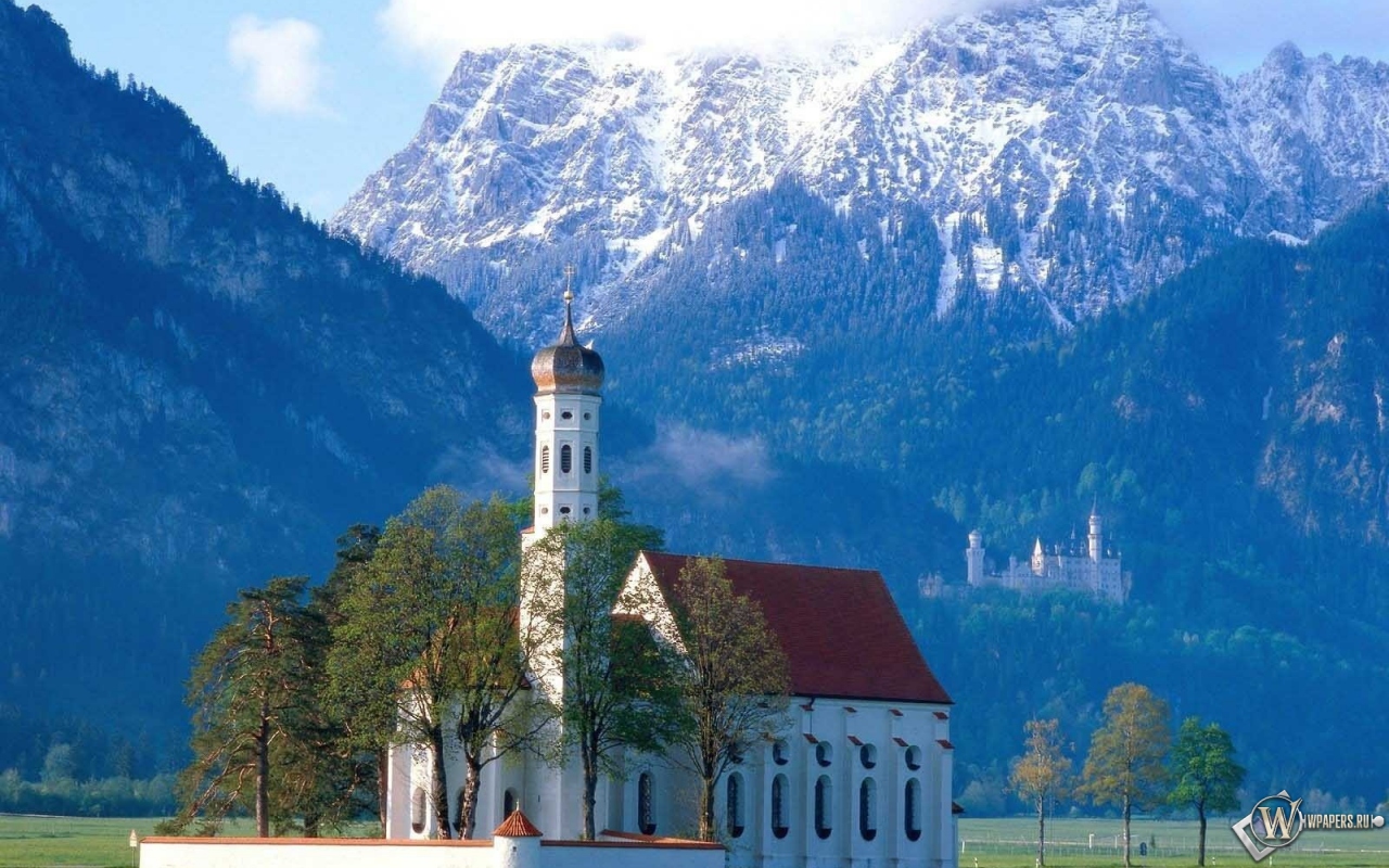 Церковь в Баварии Германия 1280x800
