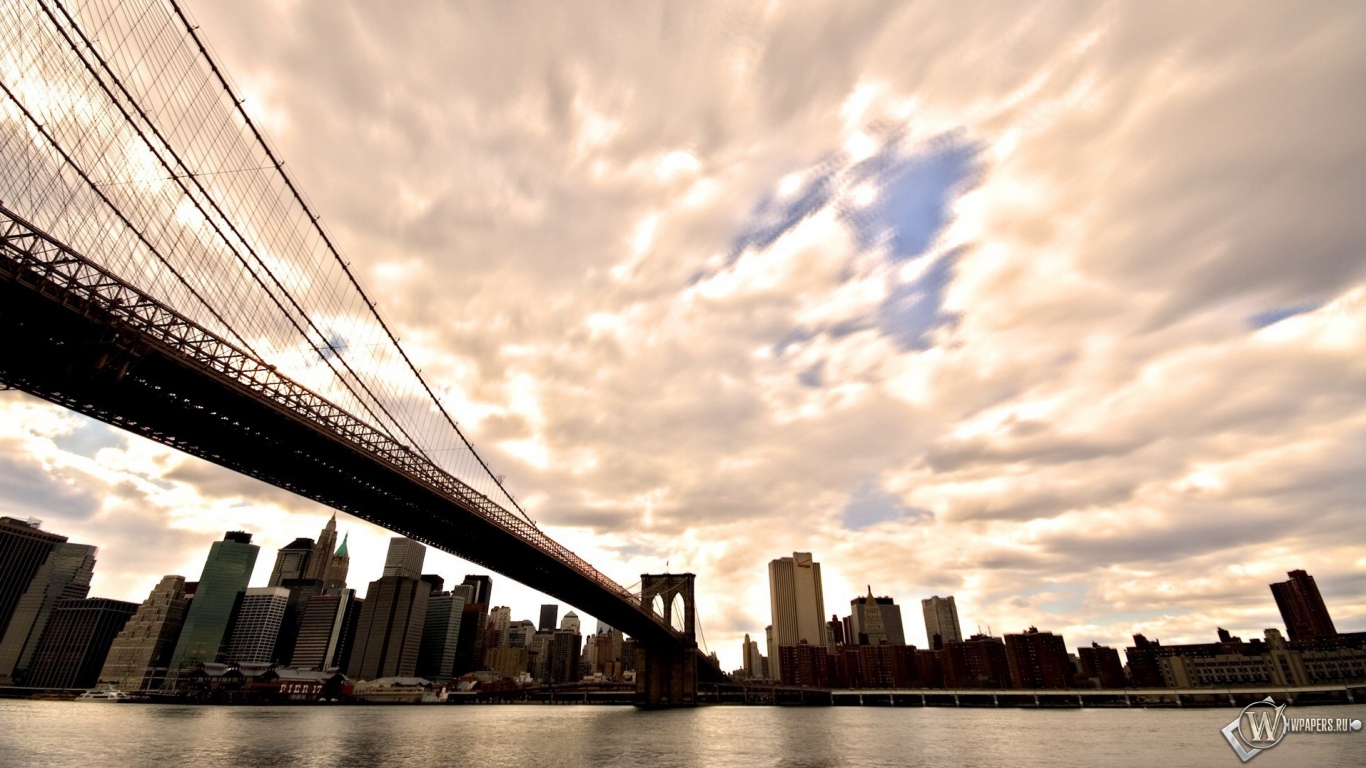 Бруклинский мост Нью-Йорк 1366x768