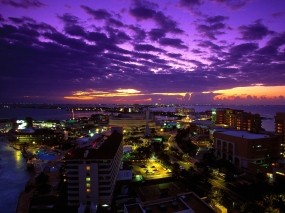 Обои Cancun Mexico: Город, Ночь, Закат, мексика, Города