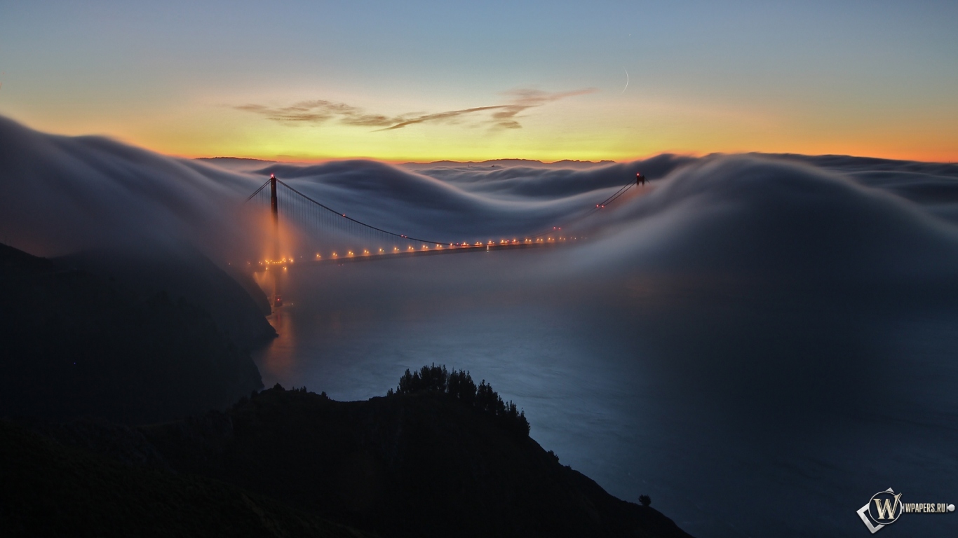 Мост Золотые ворота Сан-Франциско 1366x768