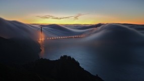 Обои Мост Золотые ворота Сан-Франциско: Город, Мост, Закат, Вечер, Города