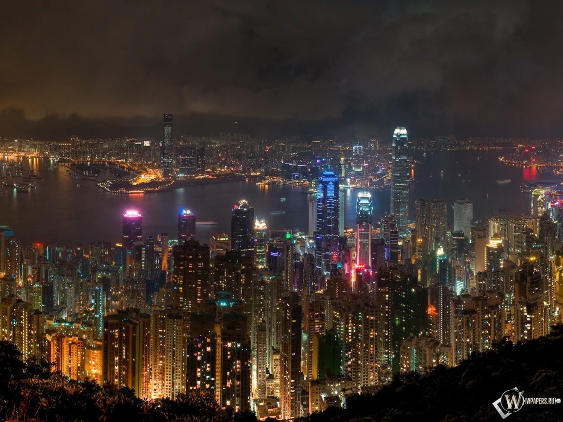 Ночной Гонконг 1152x864