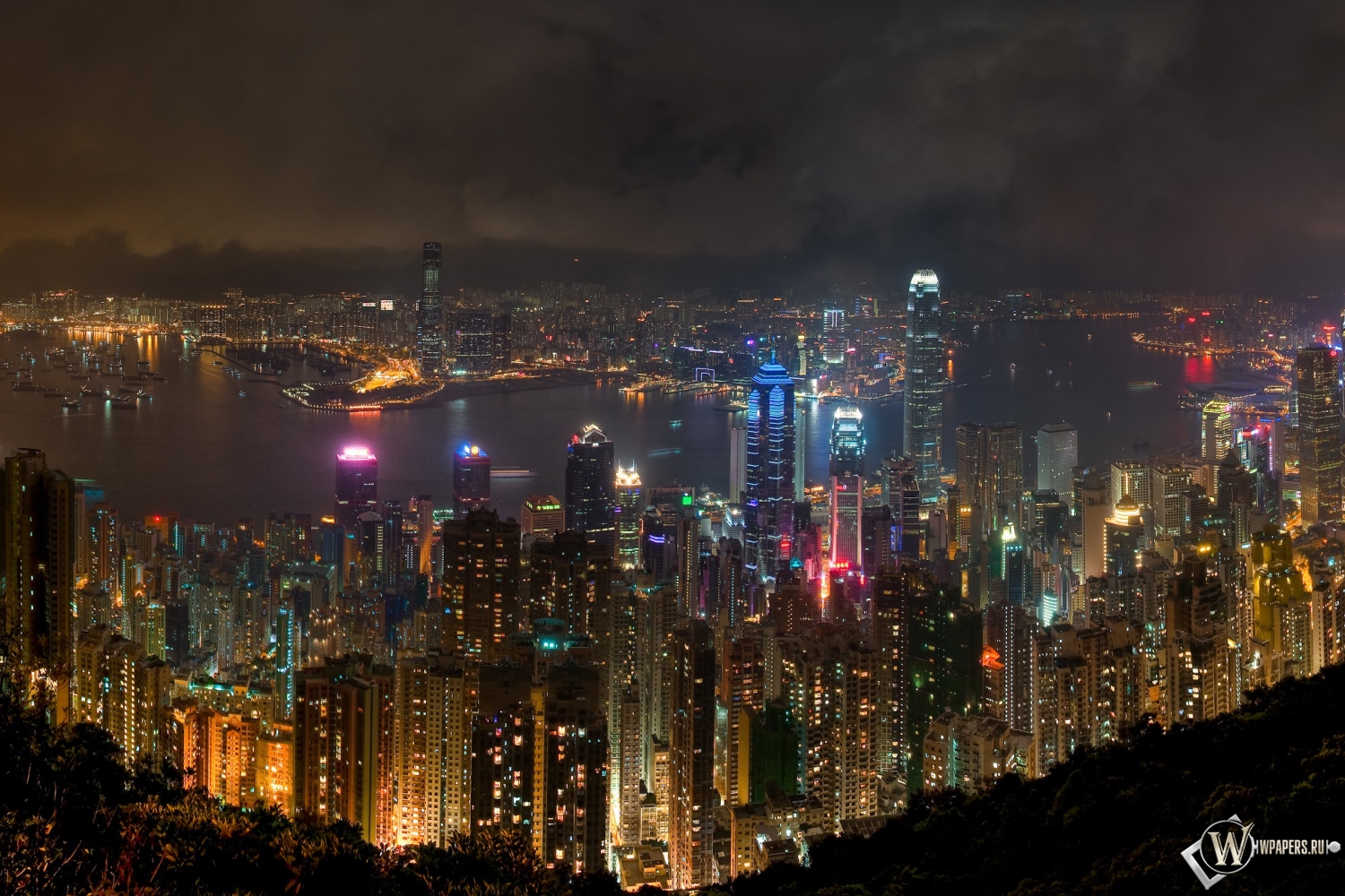 Ночной Гонконг 1500x1000
