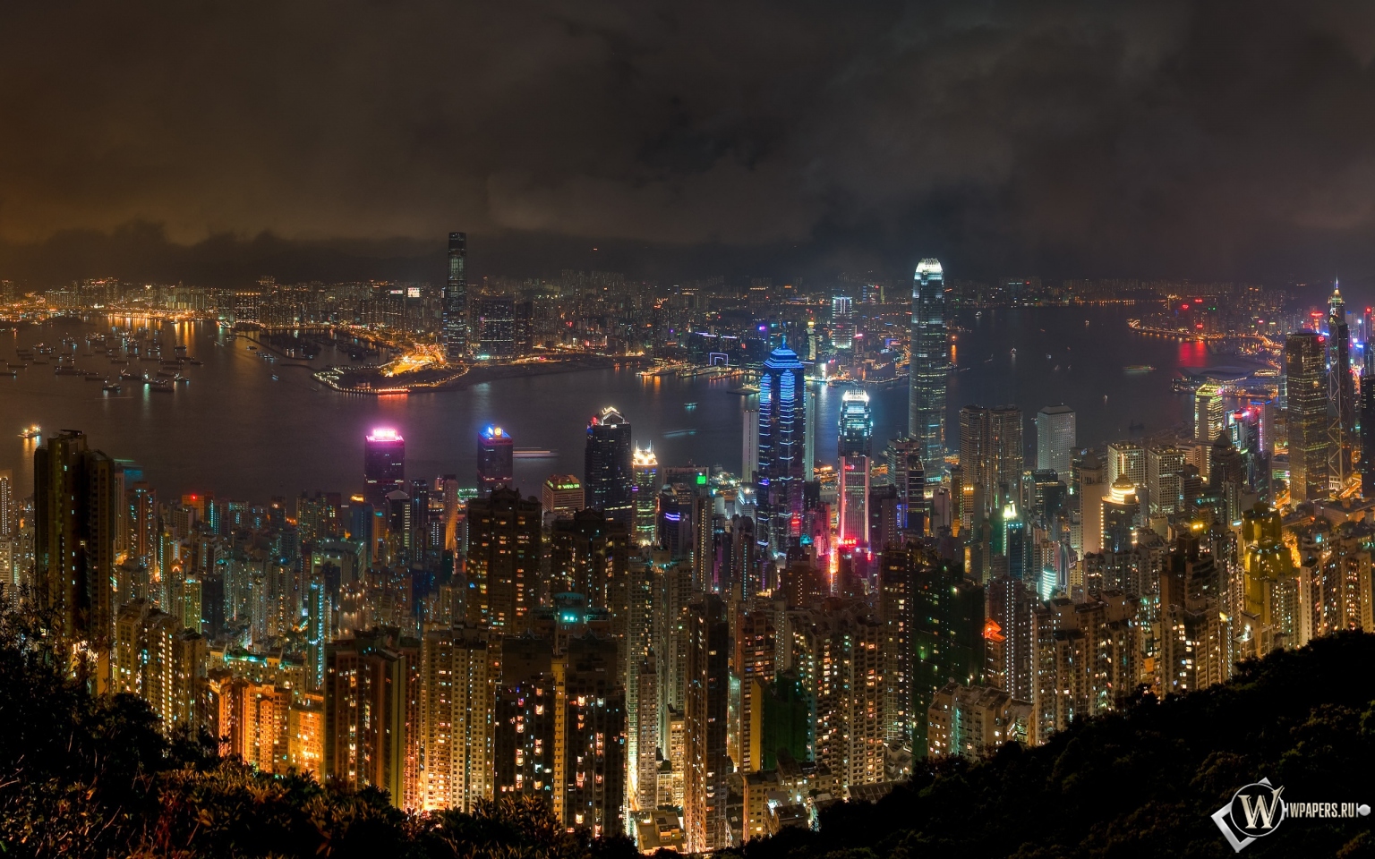 Ночной Гонконг 1536x960