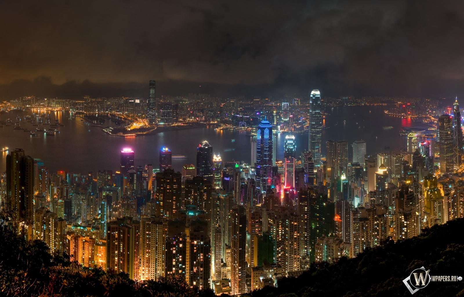 Ночной Гонконг 1600x1024