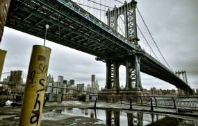 Обои Манхэттенский мост: Река, Город, Мост, Здания, Города