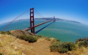 Обои Мост Золотые ворота Сан-Франциско: Мост, Трава, Сан-Франциско, Залив, Города