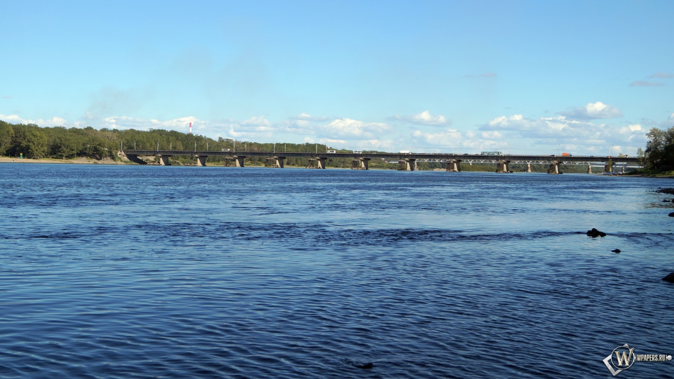Новокузнецк река Томь 1366x768