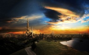 Обои The city of a thousand minaret: Город, Небо, Саудовская Аравия, Города