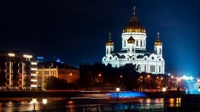 Обои Храм Христа Спасителя: Ночь, Москва, Храм Христа Спасителя, Москва