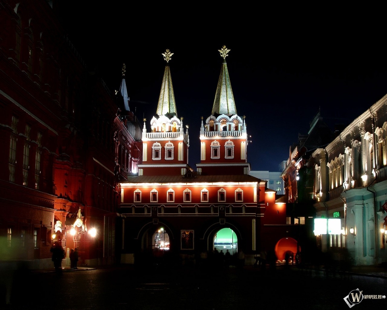 Москва Ночь на Красной площади 1280x1024