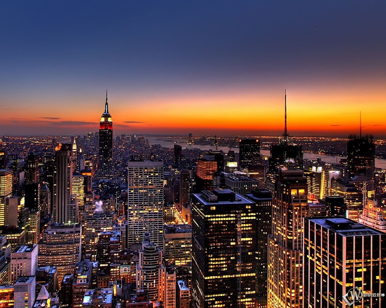 New York закат над городом 1280x1024