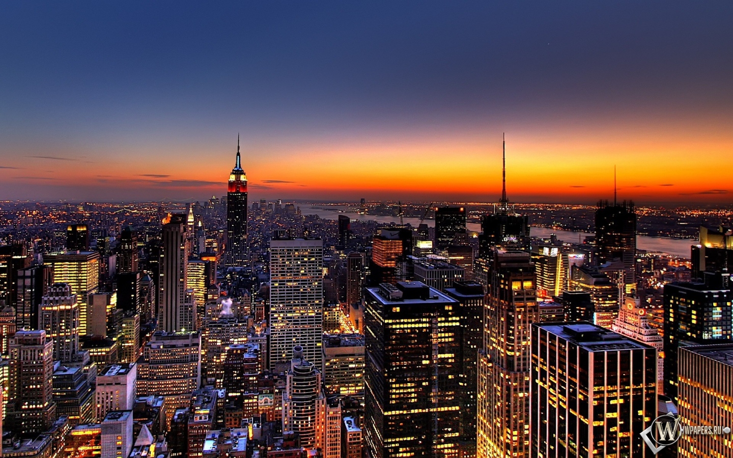 New York закат над городом 1440x900