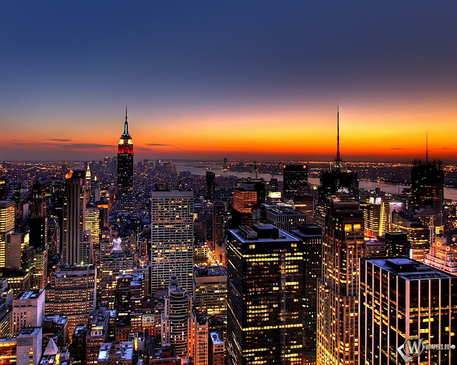 New York закат над городом 1600x1280