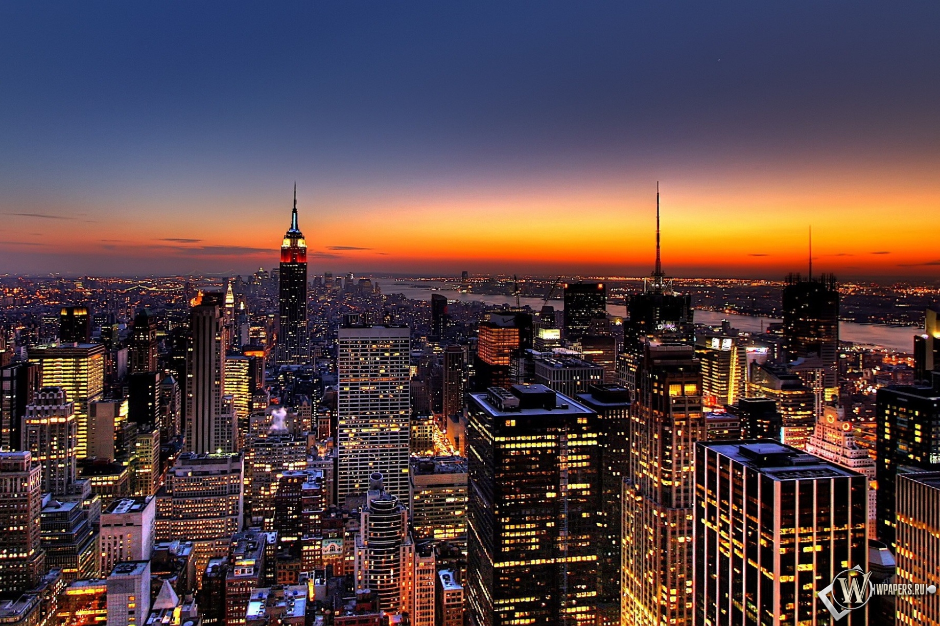 New York закат над городом 1920x1280