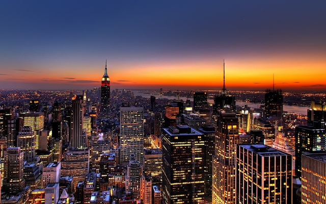 New York закат над городом