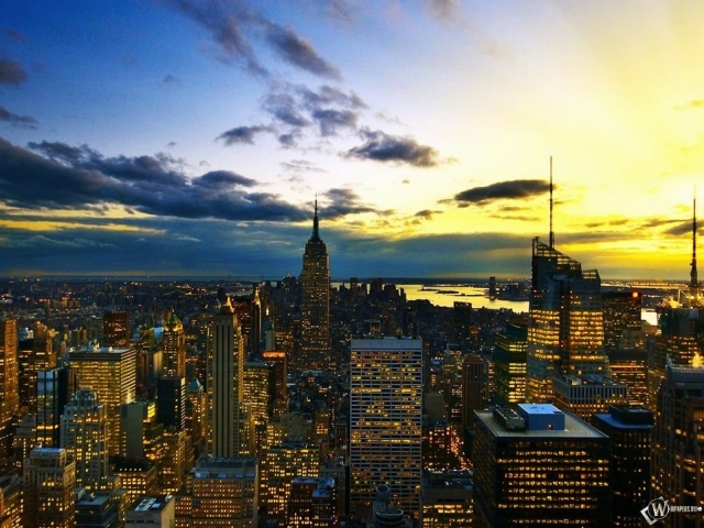 New York Skyline At Sunset