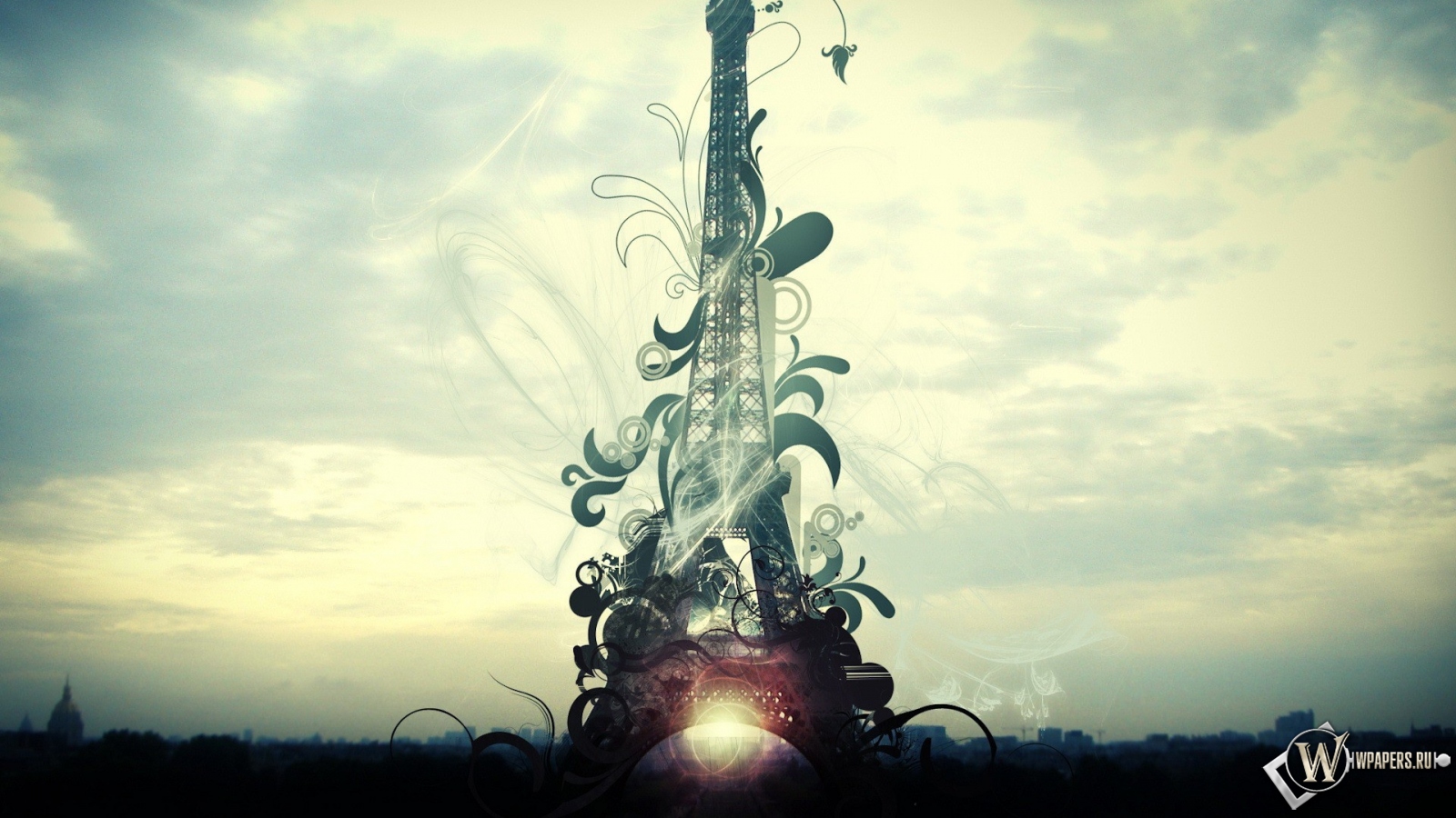 Фантазийная Эйфелева башня 1600x900