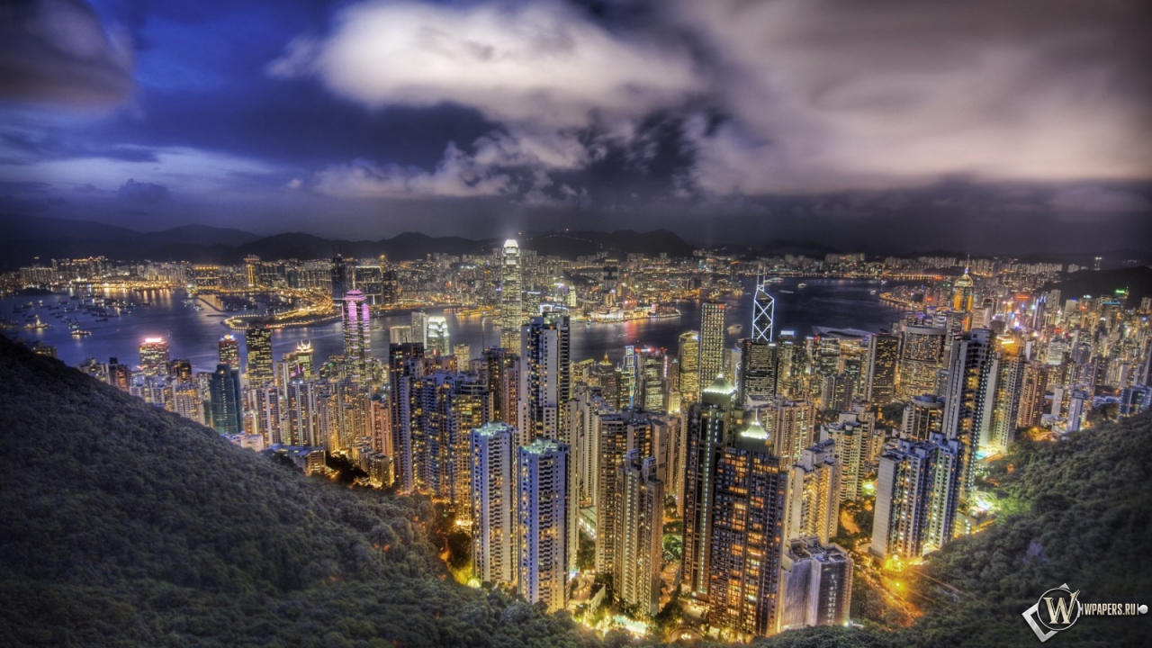 Небоскребы в Гонконге 1280x720