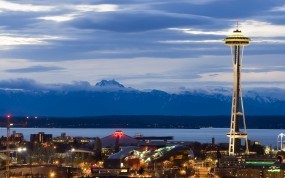 Обои Башня в Сиэтле: Вечер, Сиэтл, Башня, Прочие города