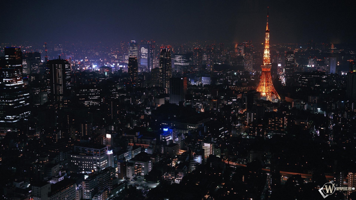 Токио ночью 1366x768