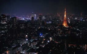 Обои Токио ночью: Огни, Ночь, Небоскрёбы, Япония, Токио, Прочие города