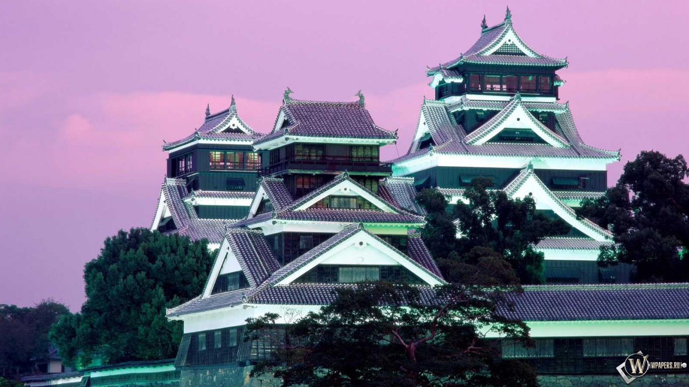 Замок Кумамото в Японии 1366x768