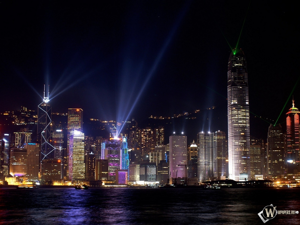 Ночьной Гонконг 1024x768