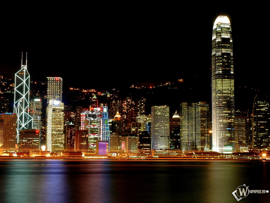 Hong Kong ночью 1024x768