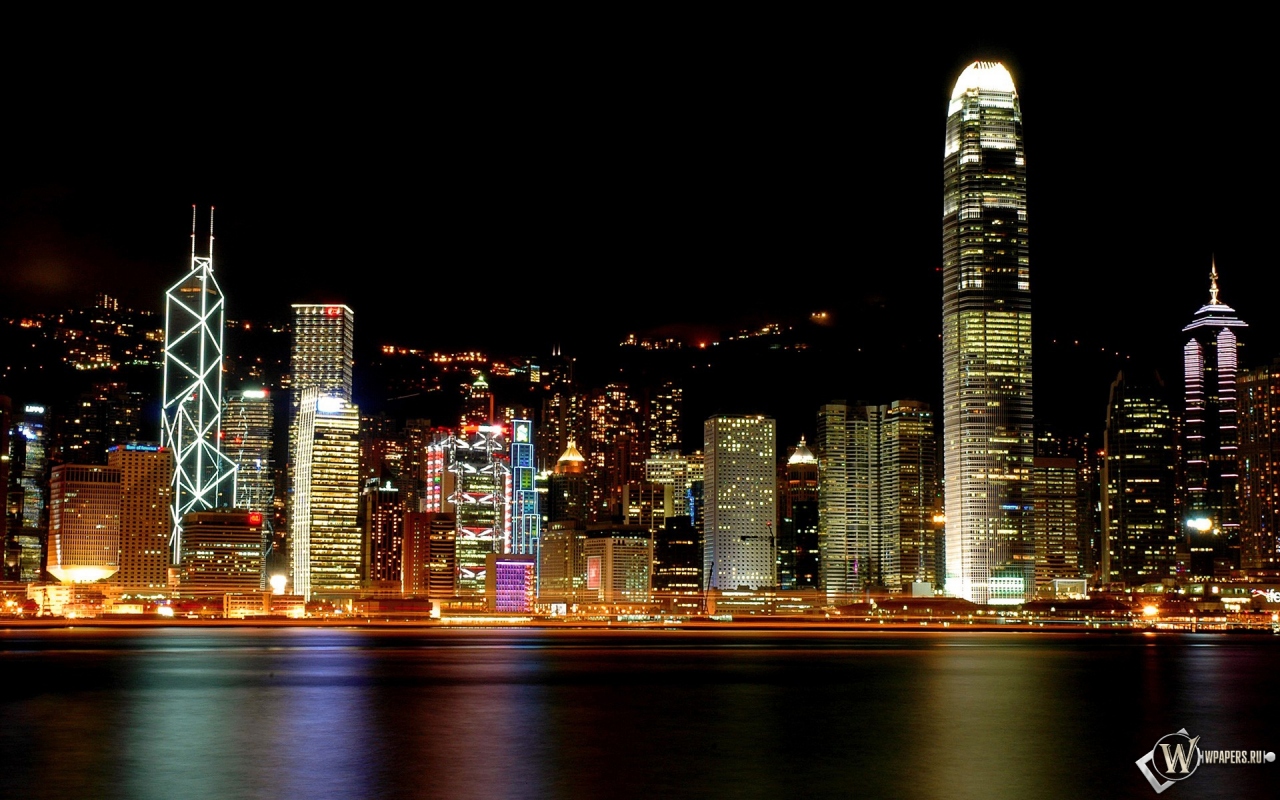 Hong Kong ночью 1280x800