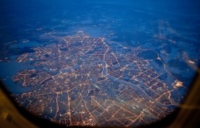 Обои Питер из самолета ночью: Огни, Ночь, Высота, Санкт-Петербург, Питер, Санкт-Петербург