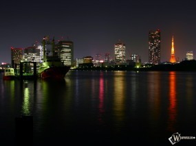 Обои Фото ночного города: Ночной город, Города и вода