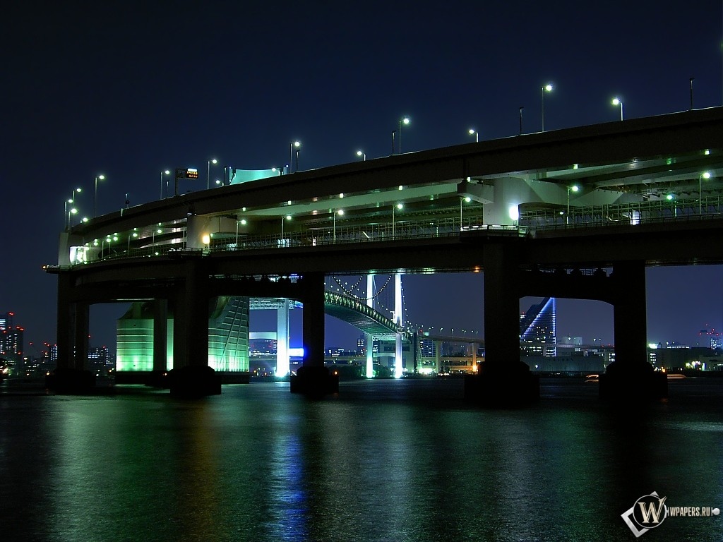 Мост ночью 1024x768