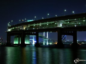 Обои Мост ночью: Мост, Ночь, Города и вода