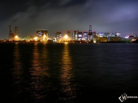 Обои Город ночью: Река, Город, Ночь, Города и вода