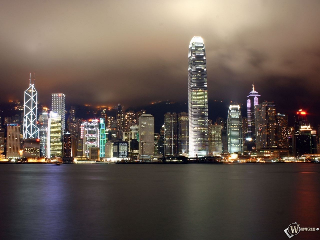 Гонконг вид с воды 1024x768