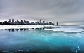 Обои Чикаго: Вода, Лёд, Город, Холод, Небо, Мороз, Америка, USA, Чикаго, Прочие города