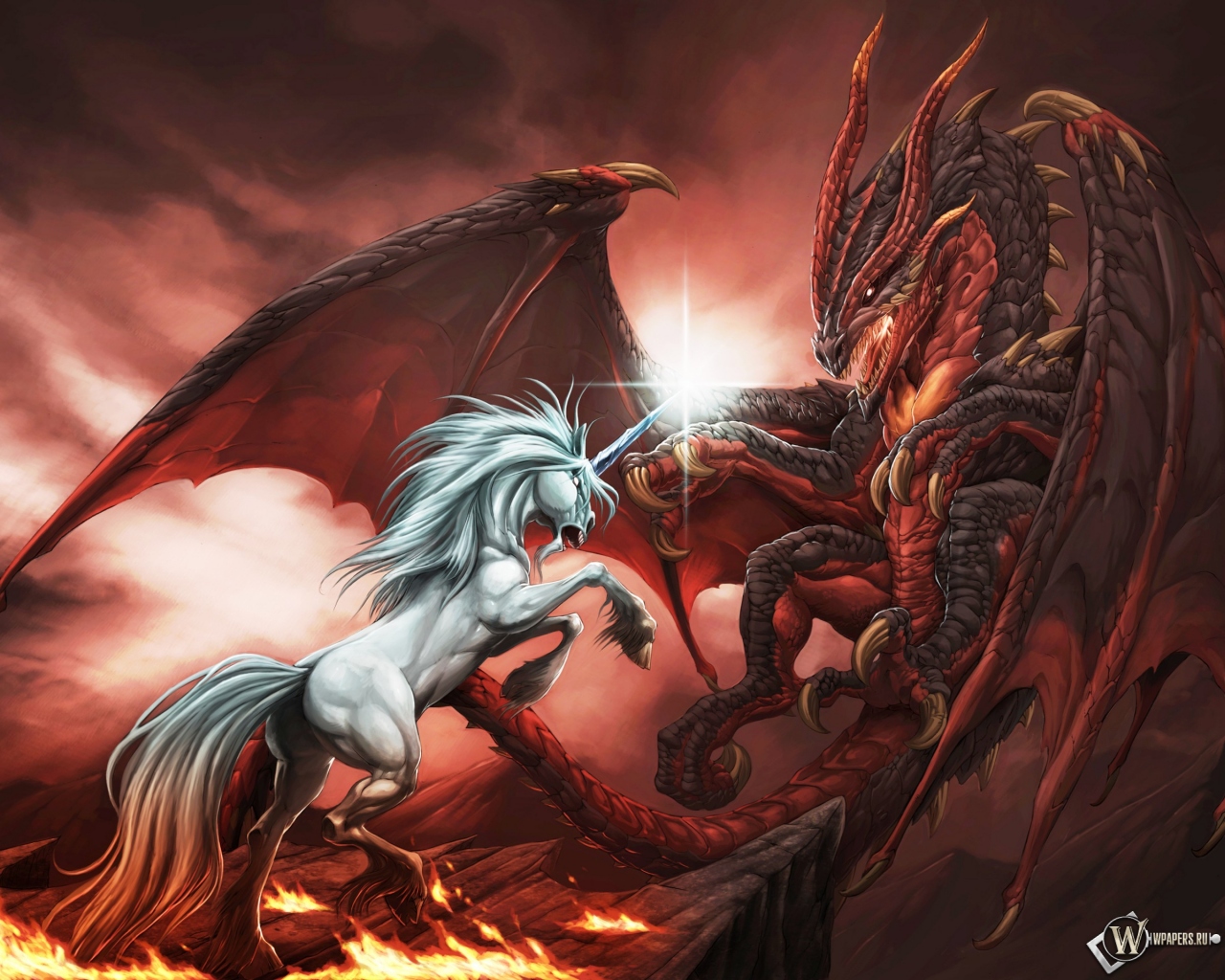Единорог против Красного Дракона 1280x1024